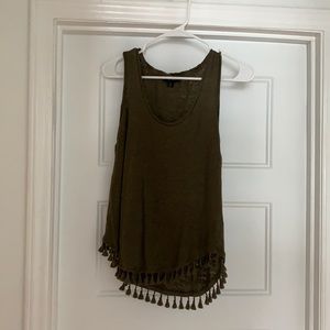 J. Crew Olive Fringe Tank